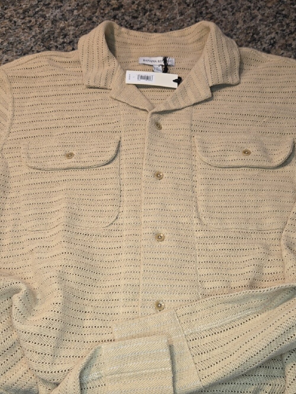 Banana Republic Herringbone Jacquard Resort Shirt Large - Picture 10 of 10